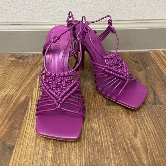 NEW SCHUTZ Adin Leather Lace Up Heel Sandals Size 8B - Picture 1 of 8